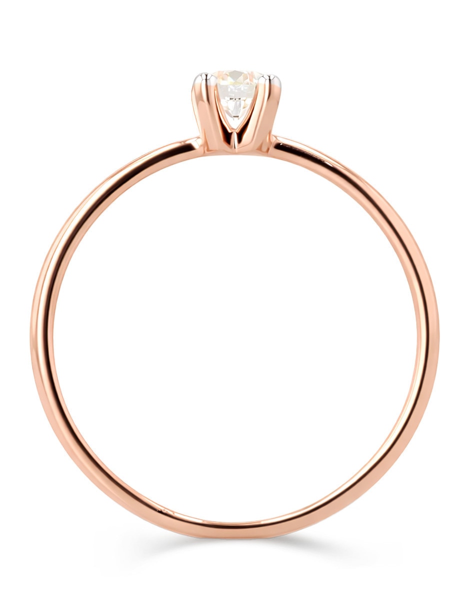 Solitario de oro rosa 14 k joyerías bizzarro taza diamante