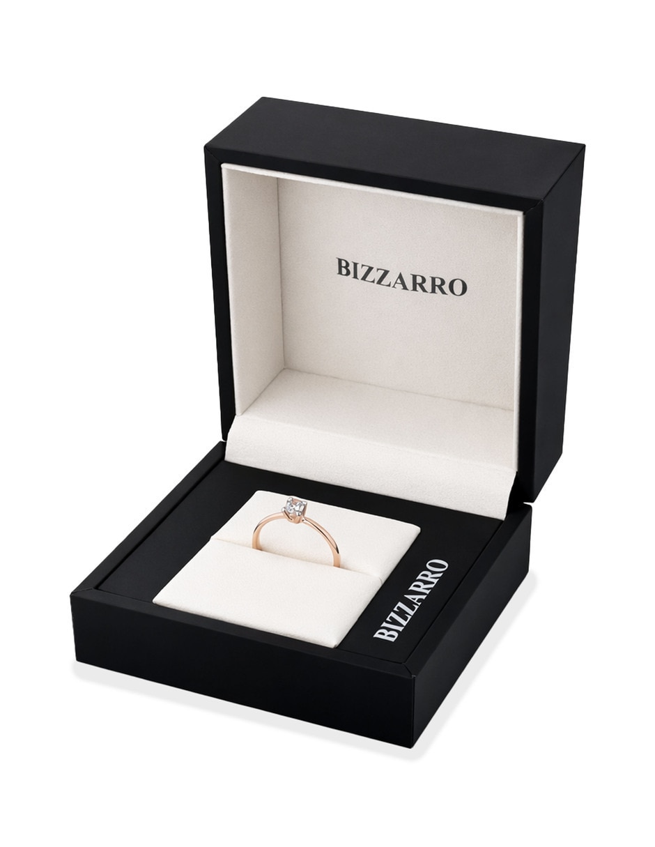 Solitario de oro rosa 14 k joyerías bizzarro taza diamante