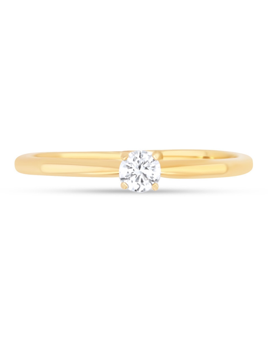 Solitario de oro amarillo 14 k taza diamante 5