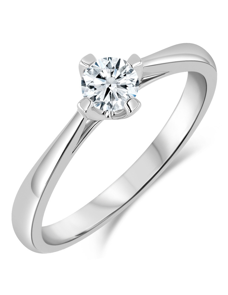 Solitario de oro blanco 14 k diamante 5