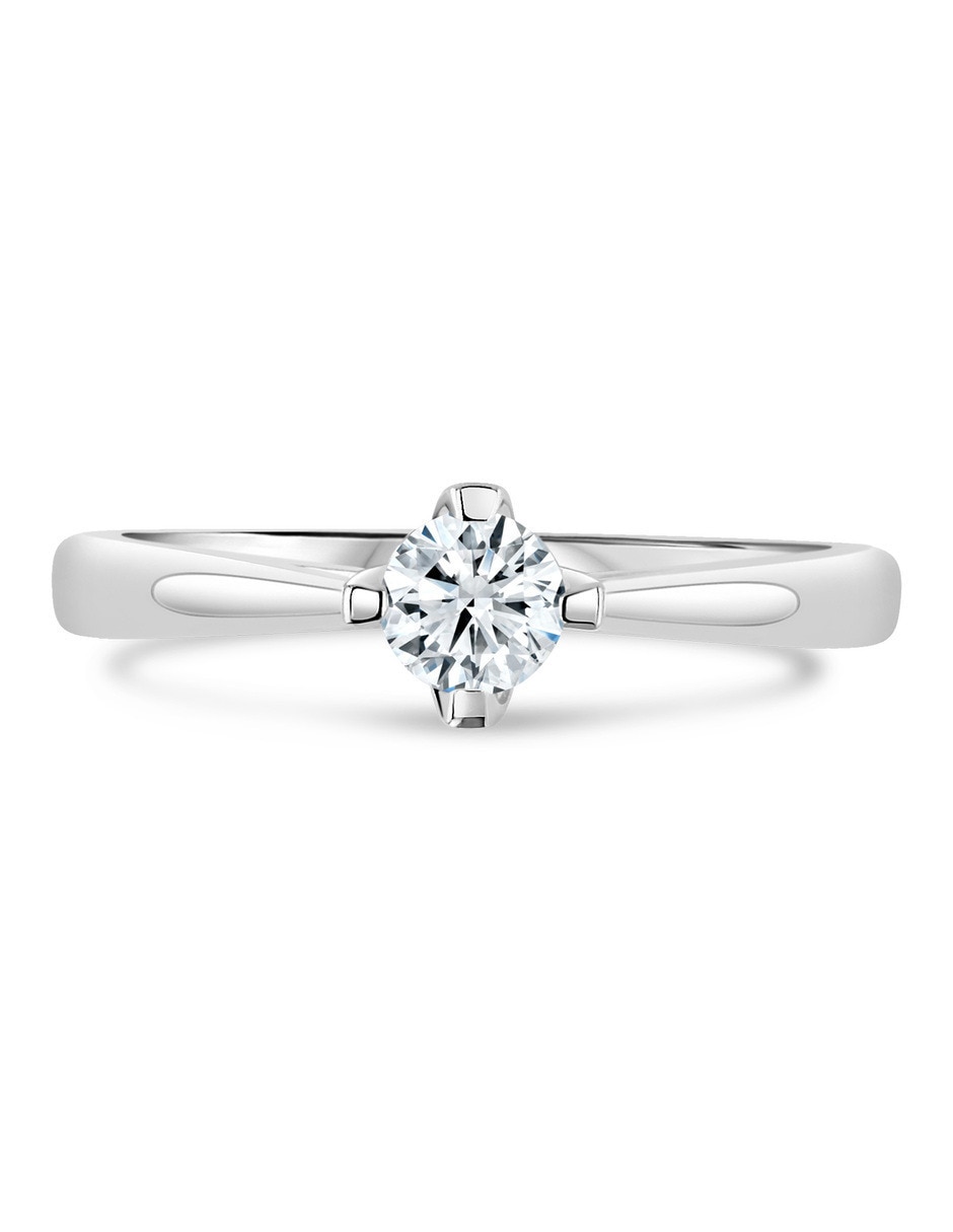 Solitario de oro blanco 14 k diamante