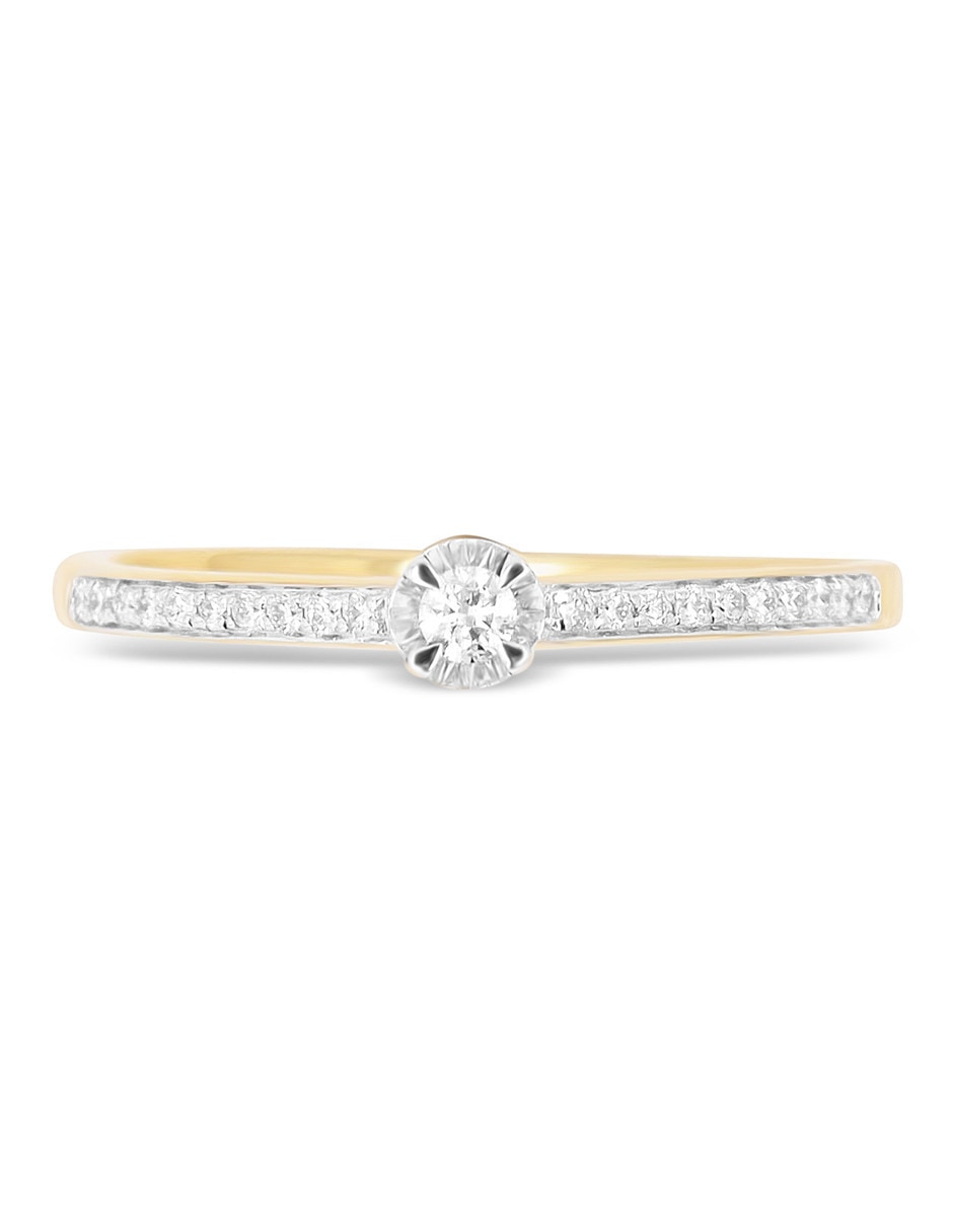 Solitario de oro amarillo 14 k joyerías bizzarro taza diamante