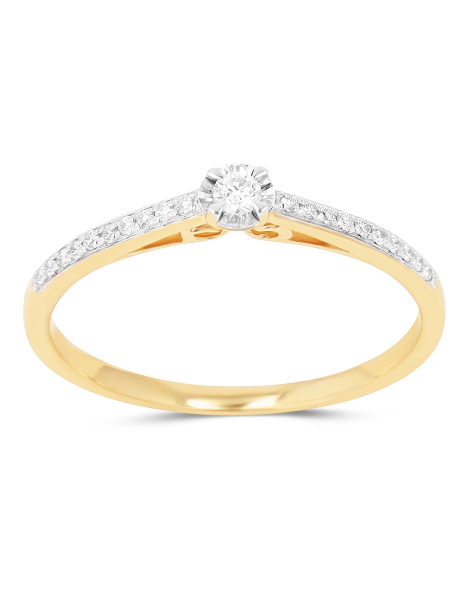Solitario de oro amarillo 14 k taza diamante