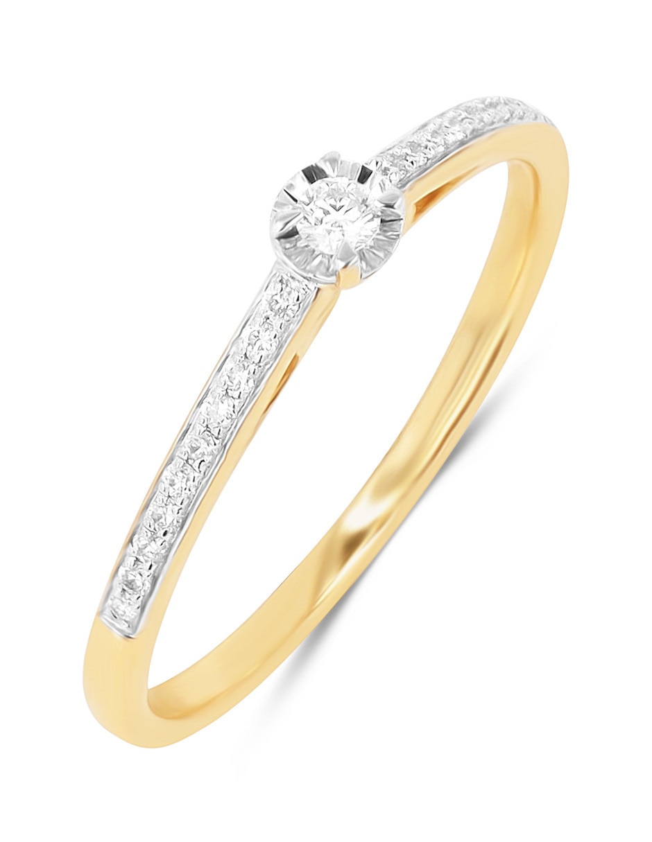 Solitario de oro amarillo 14 k taza diamante 2