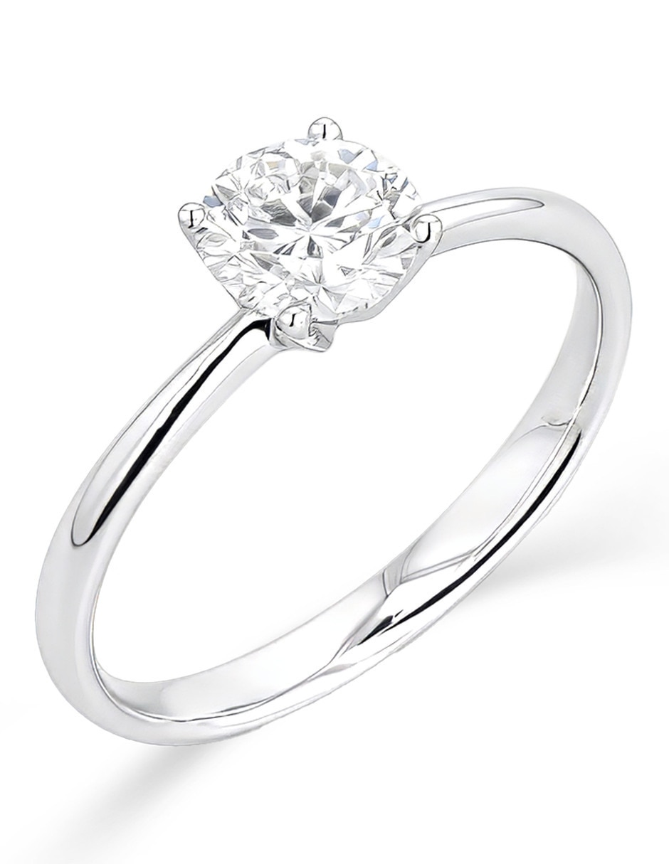 Solitario de oro blanco 14 k joyerías bizzarro taza diamante