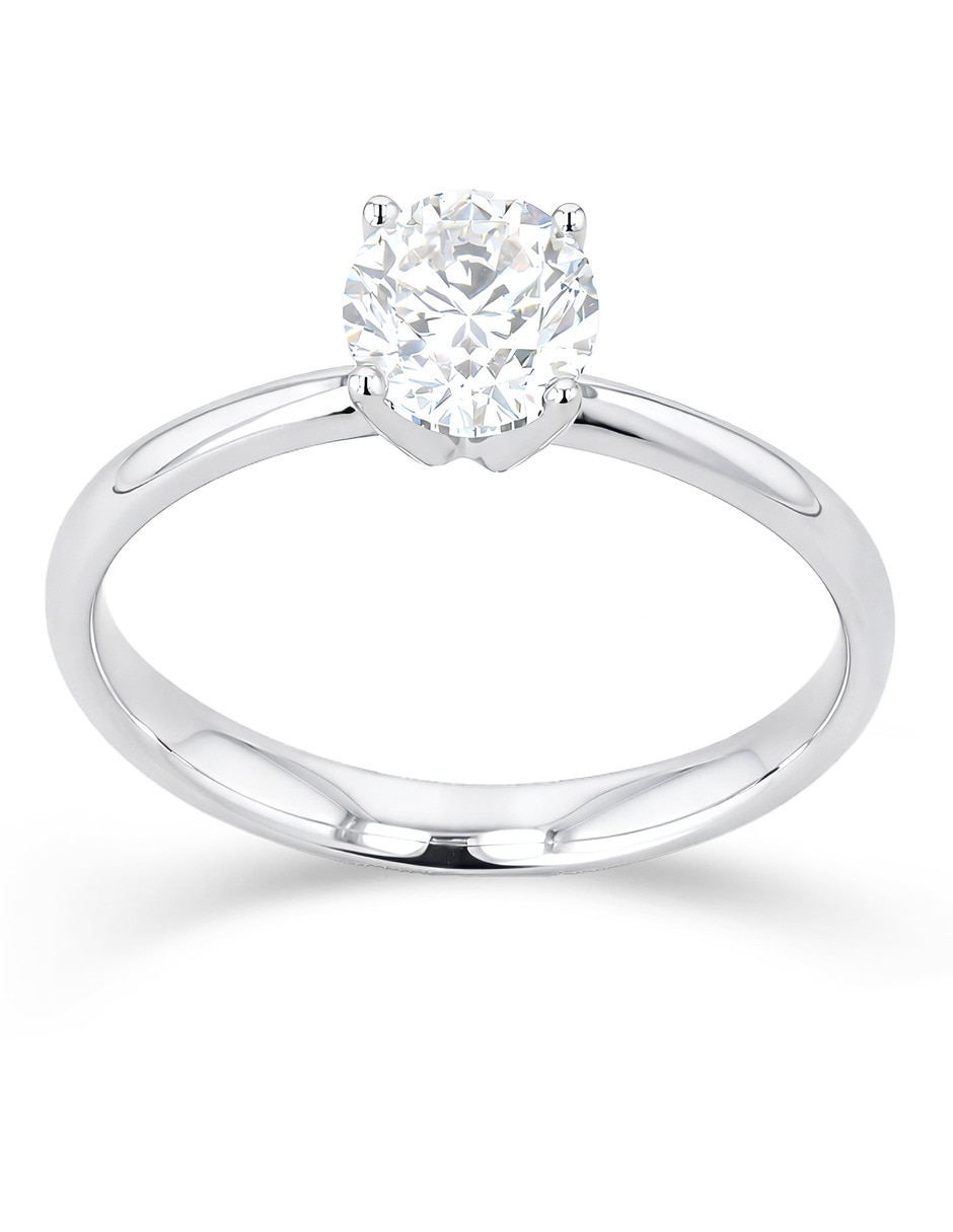 Solitario de oro blanco 14 k taza diamante