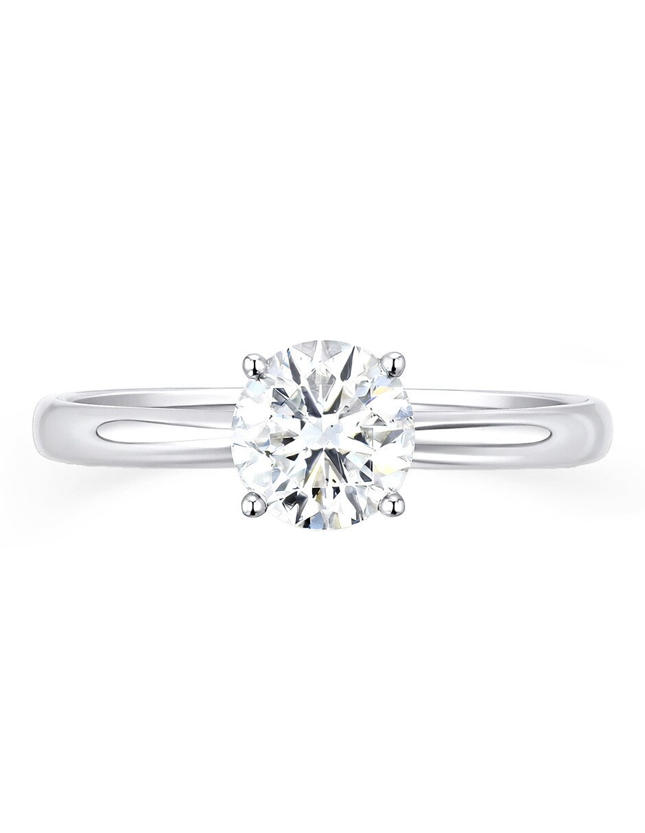 Solitario de oro blanco 14 k diamante 5