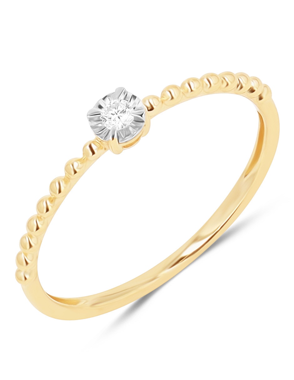 Solitario de oro amarillo 14 k joyerías bizzarro taza diamante