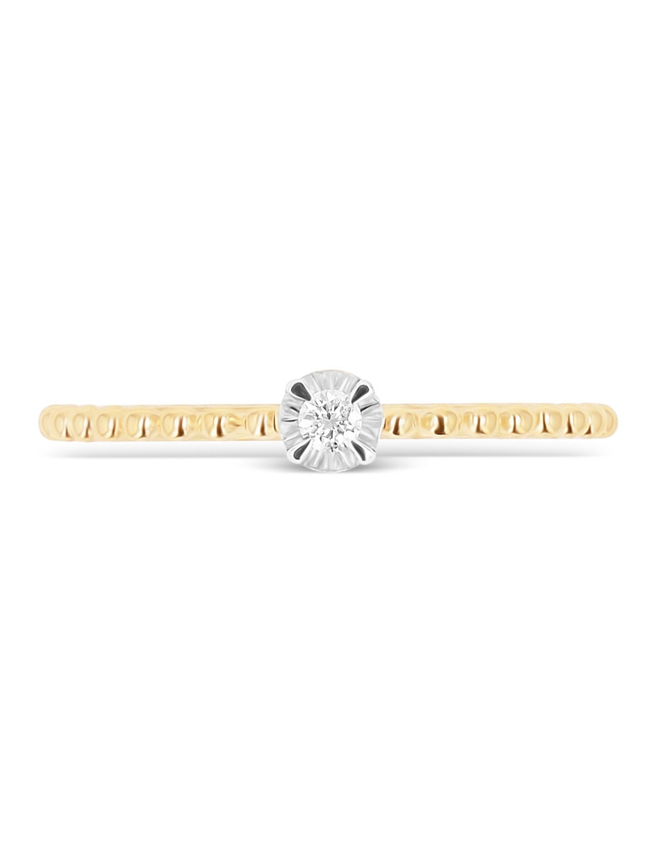 Solitario de oro amarillo 14 k joyerías bizzarro taza diamante