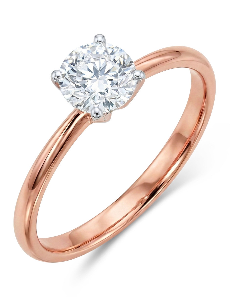 Solitario de oro rosa 14 k joyerías bizzarro taza diamante