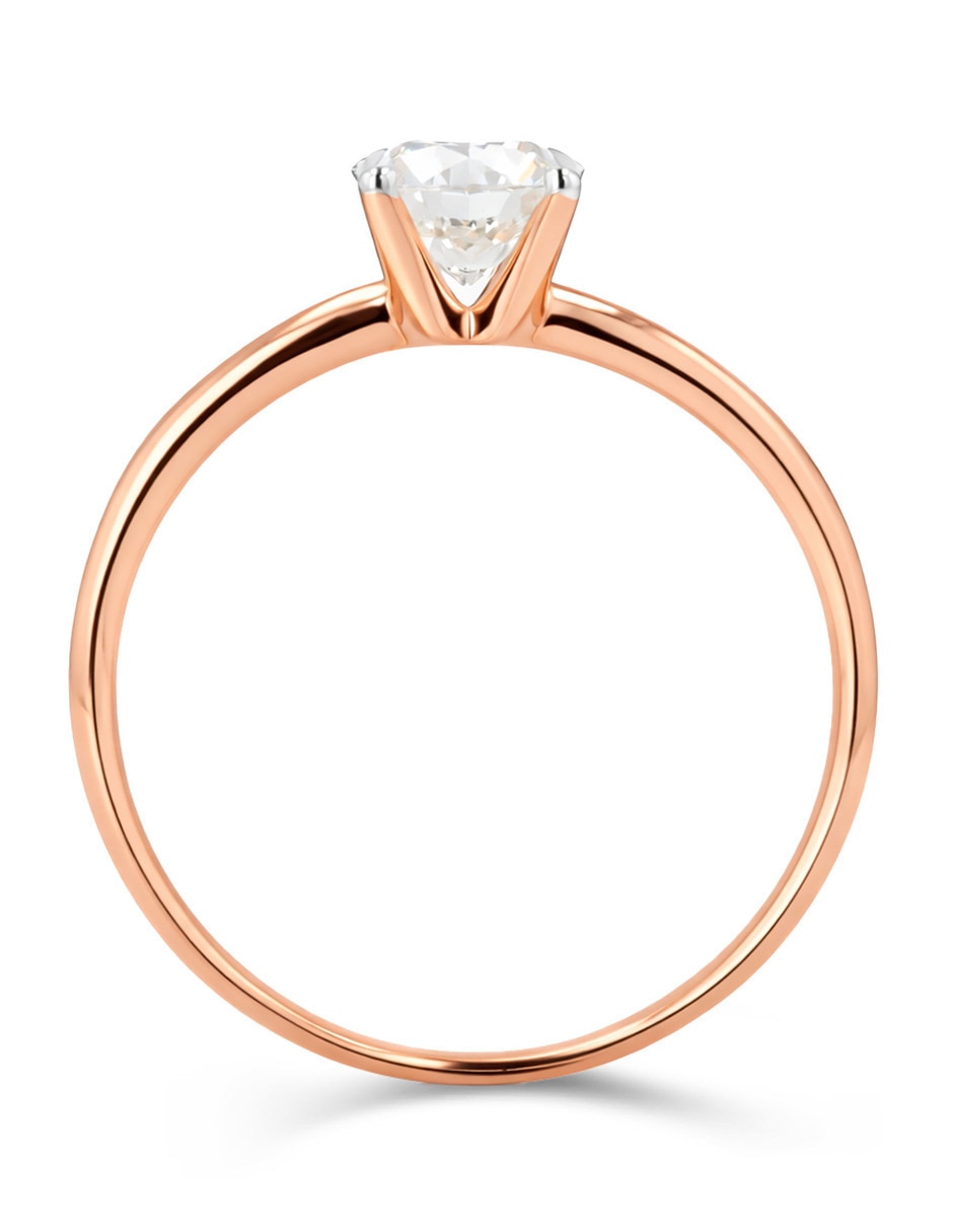 Solitario de oro rosa 14 k joyerías bizzarro taza diamante
