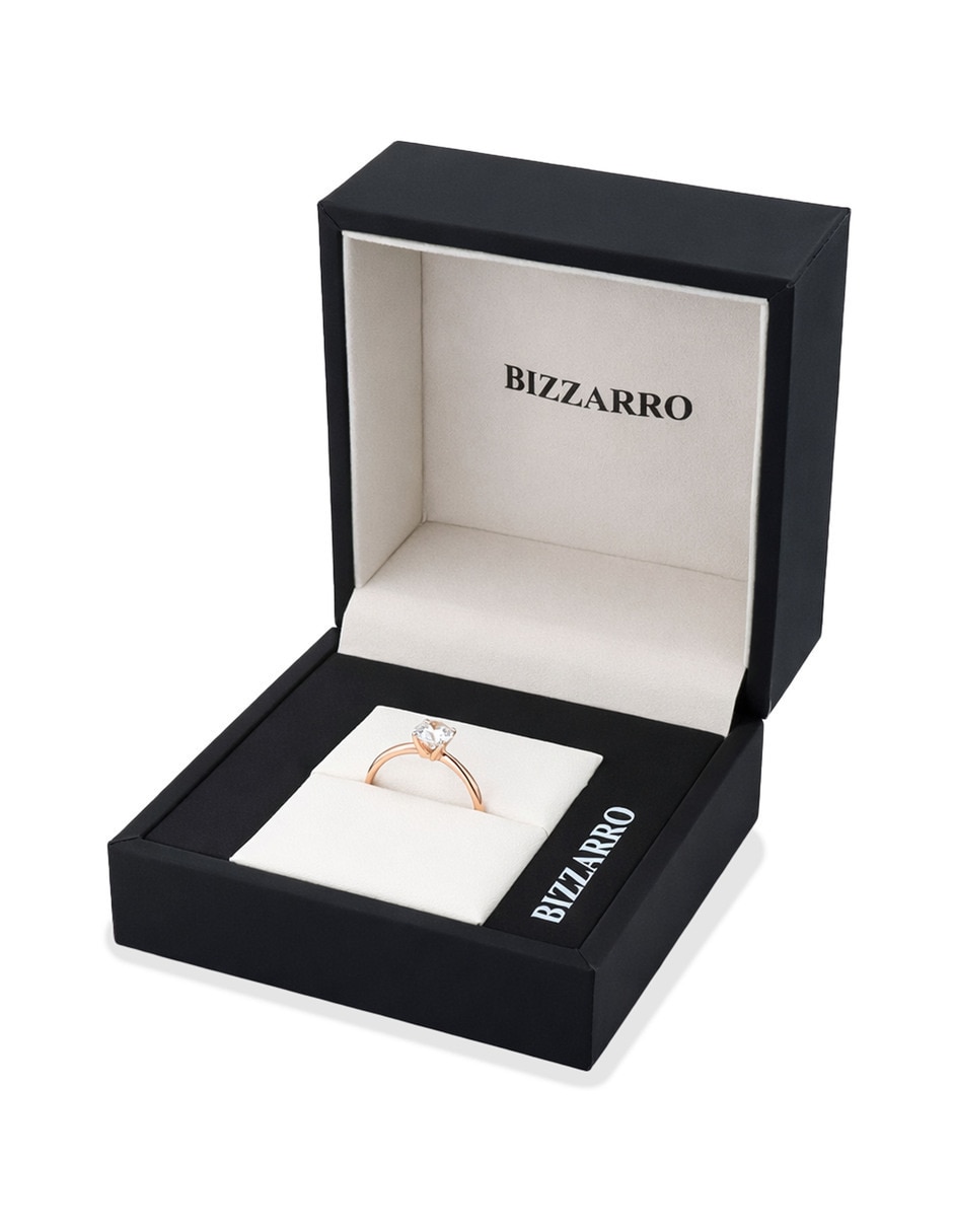 Solitario de oro rosa 14 k joyerías bizzarro taza diamante