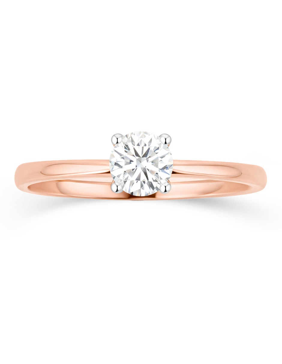 Solitario de oro rosa 14 k joyerías bizzarro taza diamante