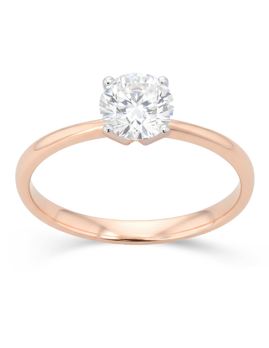 Solitario de oro rosa 14 k taza diamante