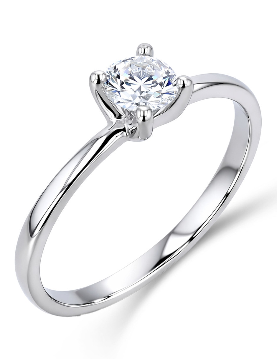 Solitario de oro blanco 14 k joyerías bizzarro taza diamante