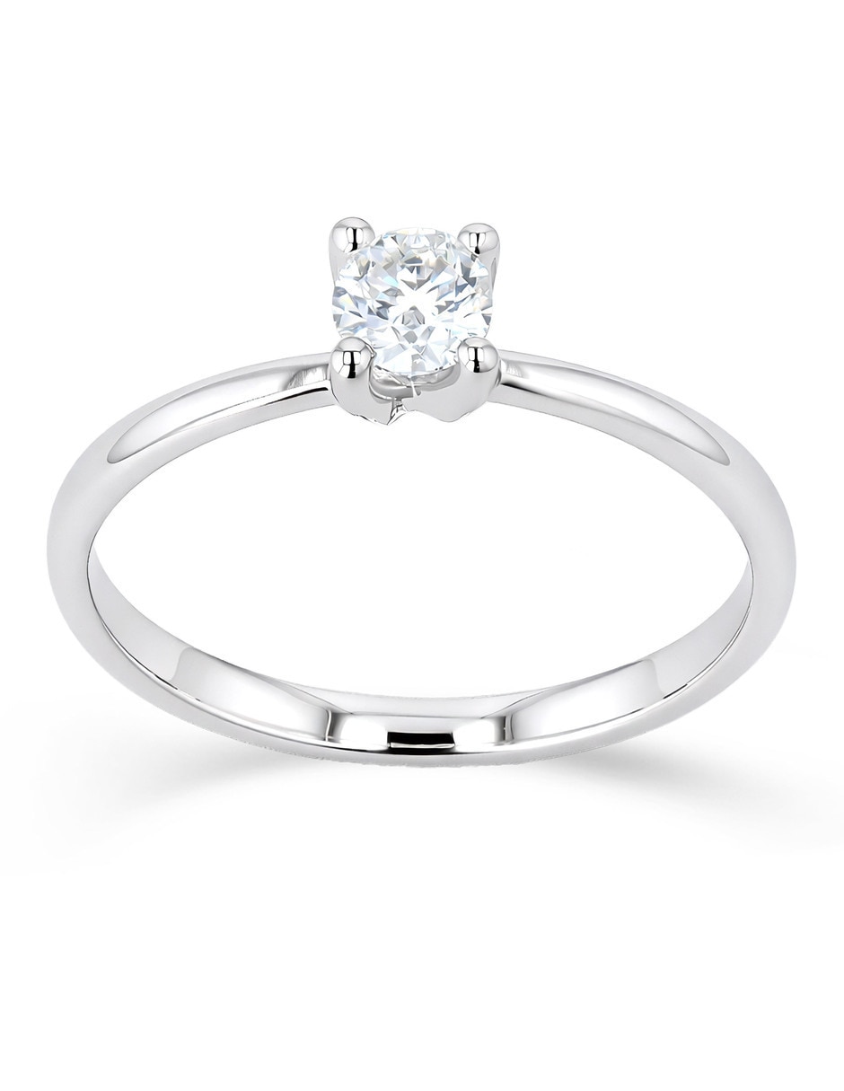 Solitario de oro blanco 14 k taza diamante