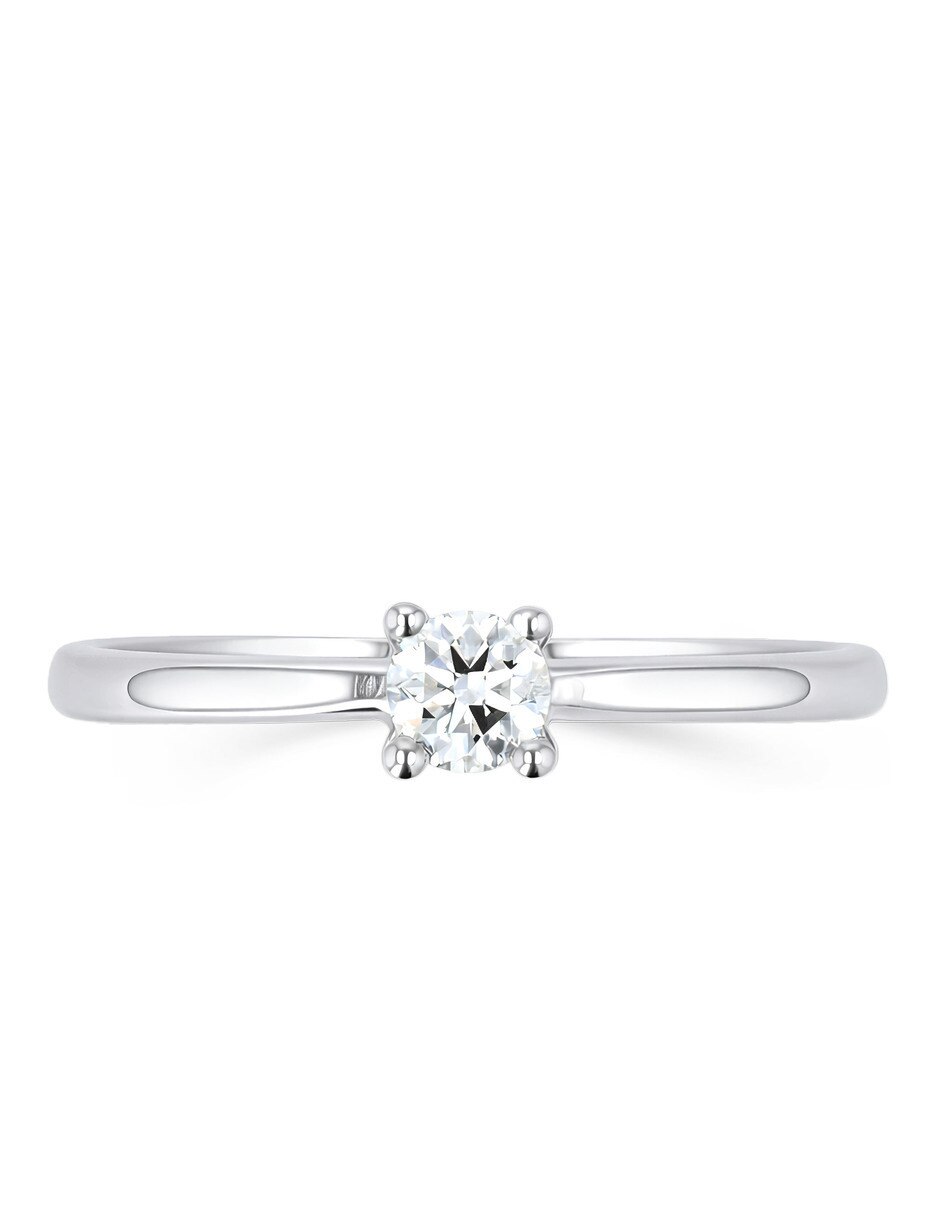 Solitario de oro blanco 14 k diamante 5