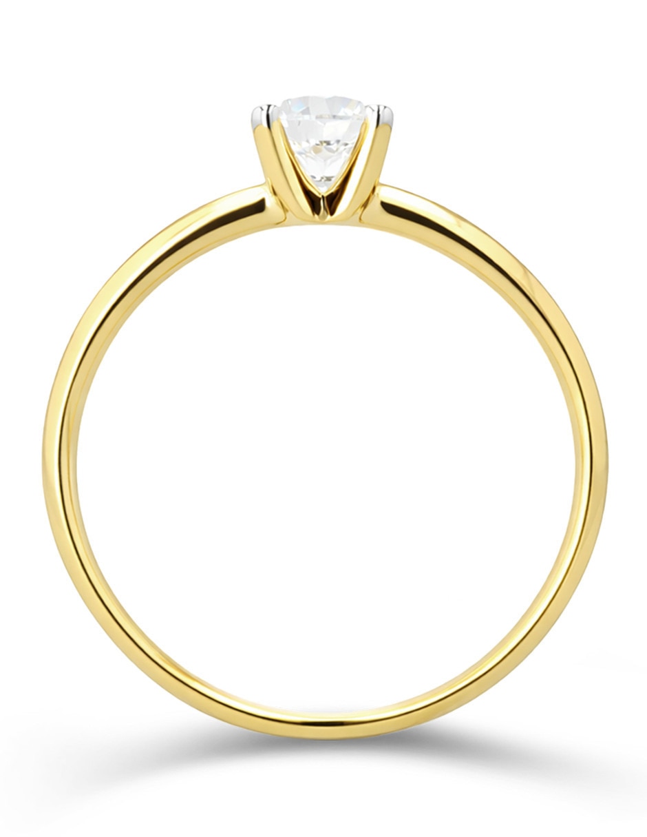 Solitario de oro amarillo 14 k joyerías bizzarro taza diamante