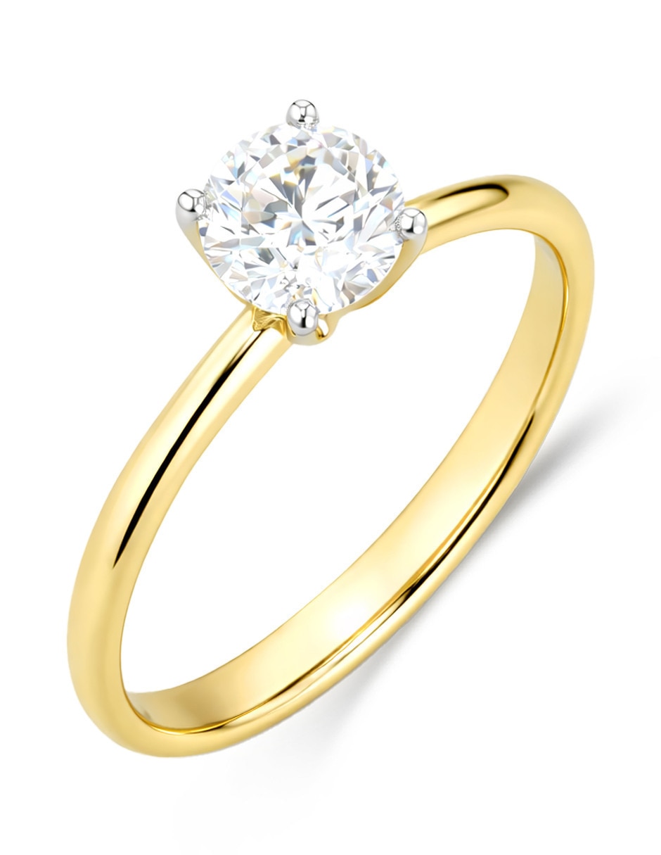 Solitario de oro amarillo 14 k joyerías bizzarro taza diamante