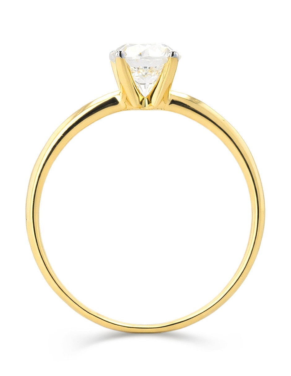 Solitario de oro amarillo 14 k joyerías bizzarro taza diamante