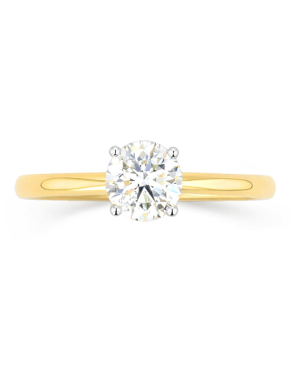 Solitario de oro amarillo 14 k joyerías bizzarro taza diamante