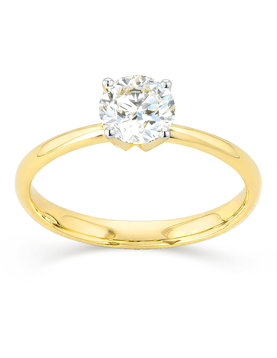 Solitario de oro amarillo 14 k taza diamante