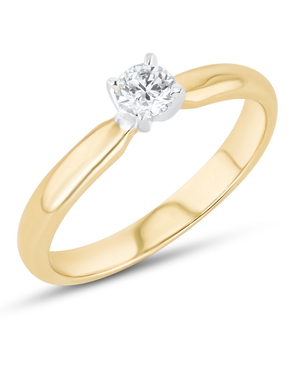 Solitario de oro amarillo 14 k joyerías bizzarro taza diamante