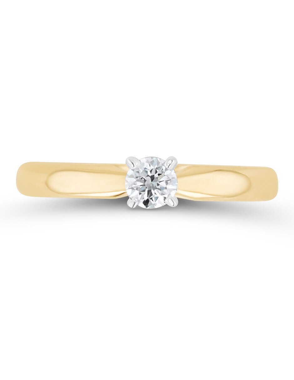 Solitario de oro amarillo 14 k joyerías bizzarro taza diamante