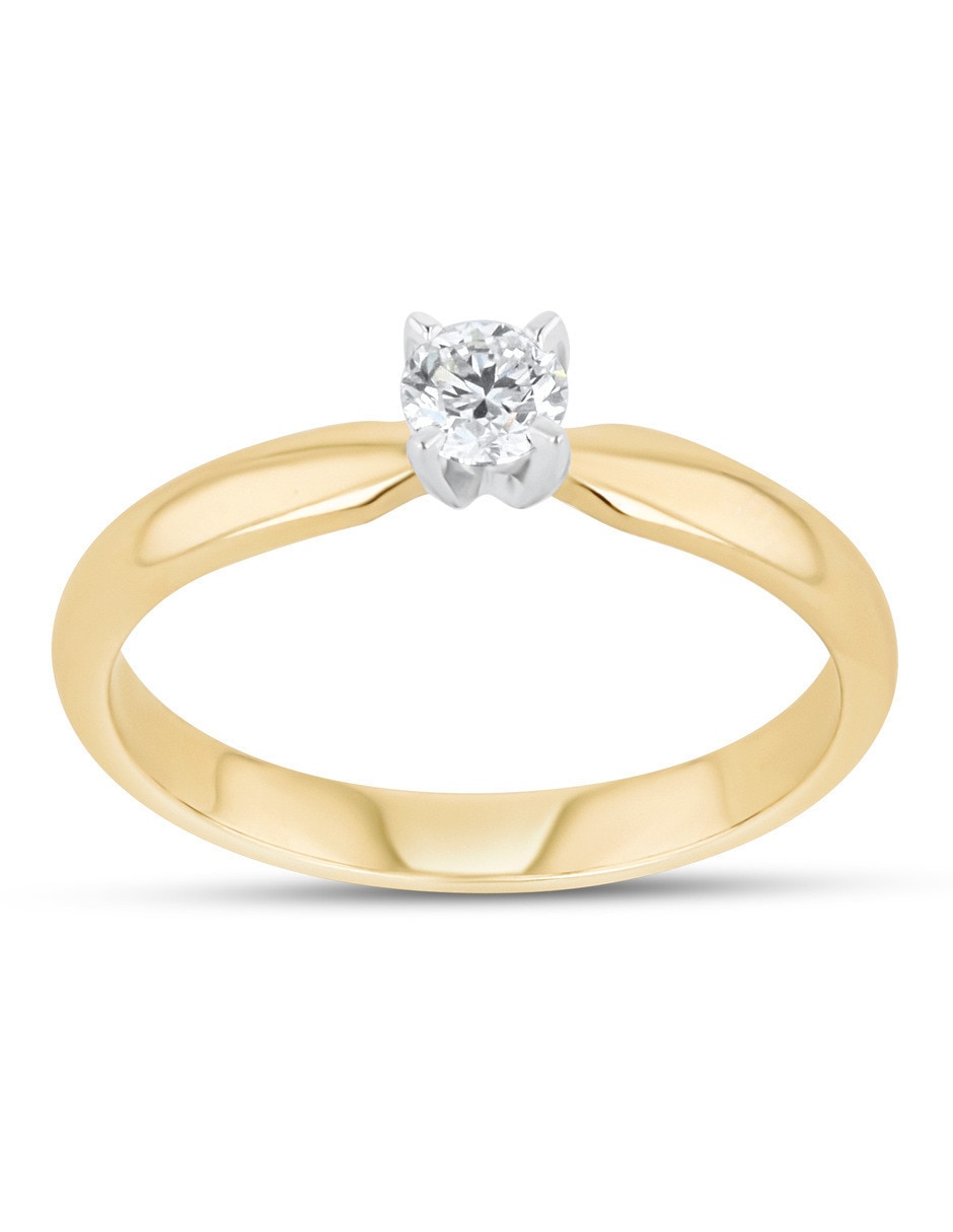 Solitario de oro amarillo 14 k taza diamante