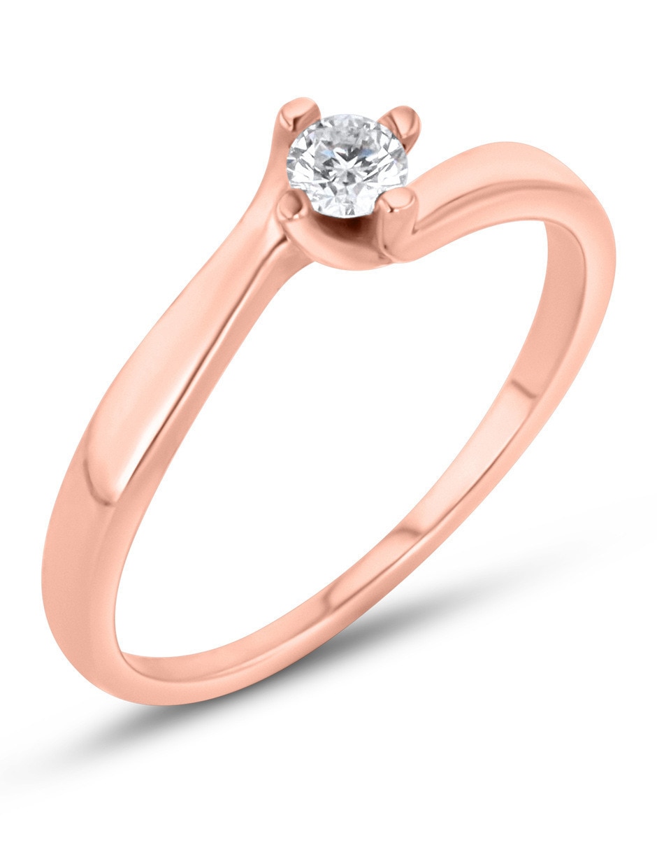 Solitario de oro rosa 14 k joyerías bizzarro taza diamante