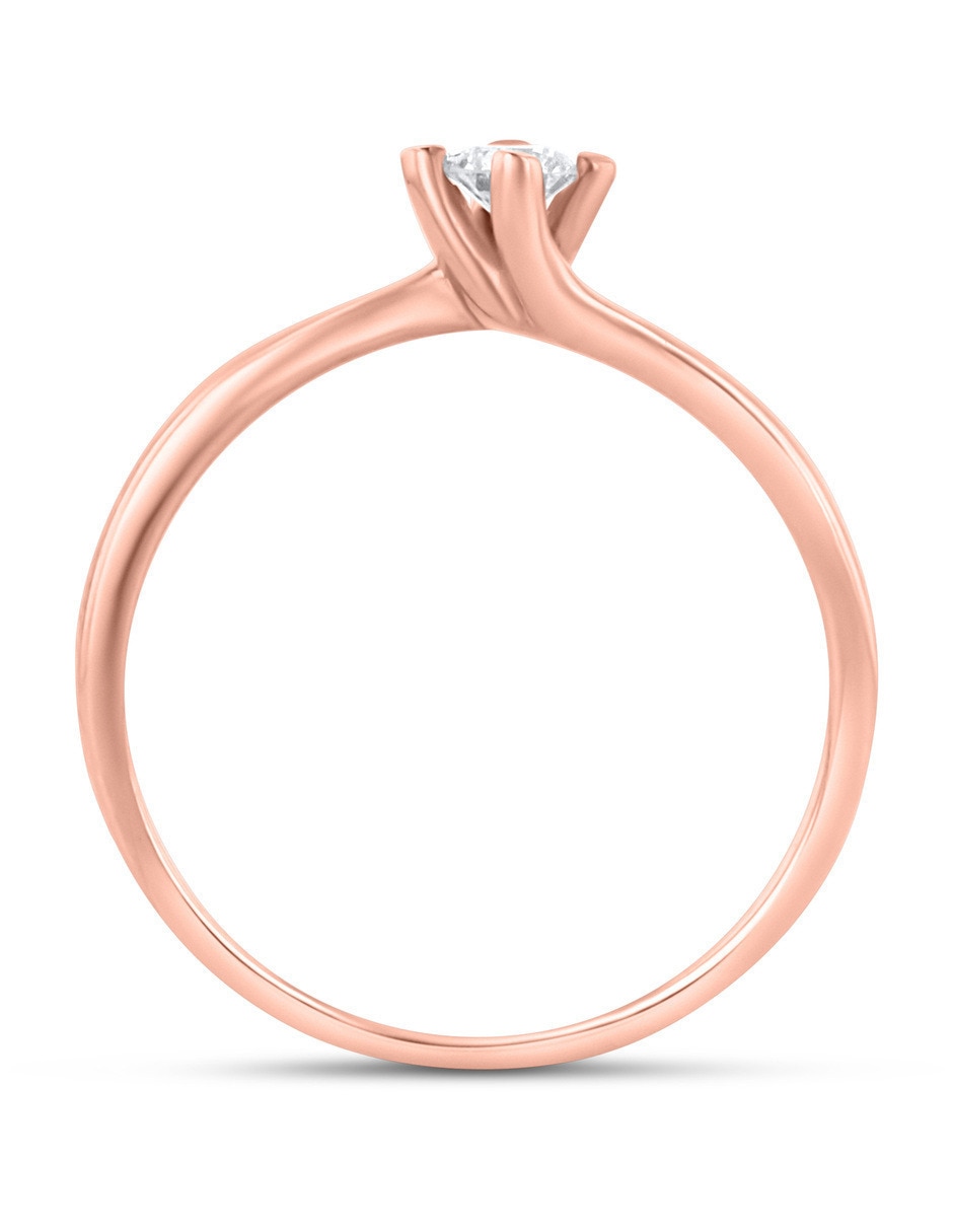 Solitario de oro rosa 14 k joyerías bizzarro taza diamante