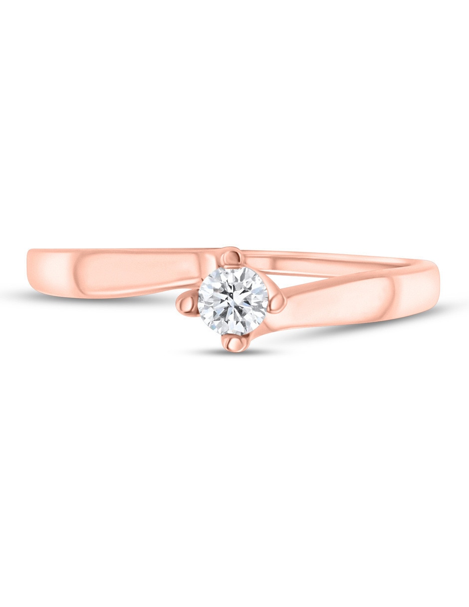 Solitario de oro rosa 14 k joyerías bizzarro taza diamante