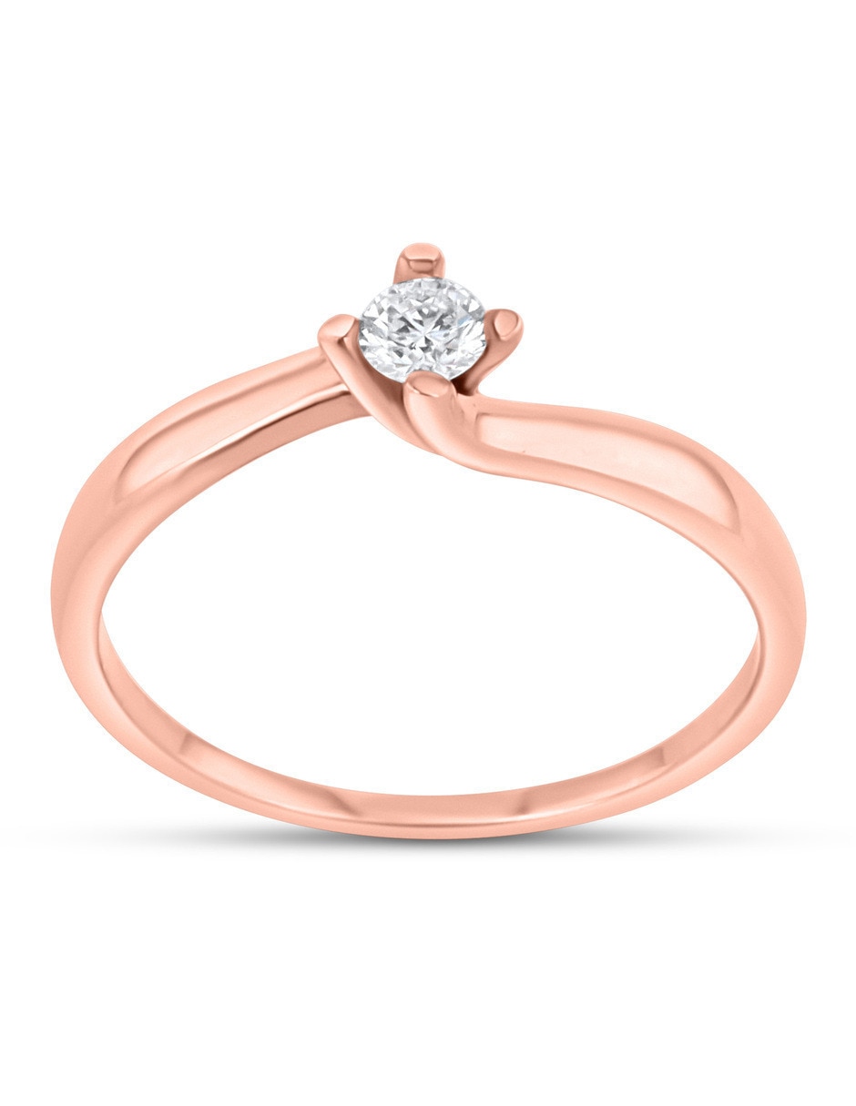 Solitario de oro rosa 14 k joyerías bizzarro taza diamante