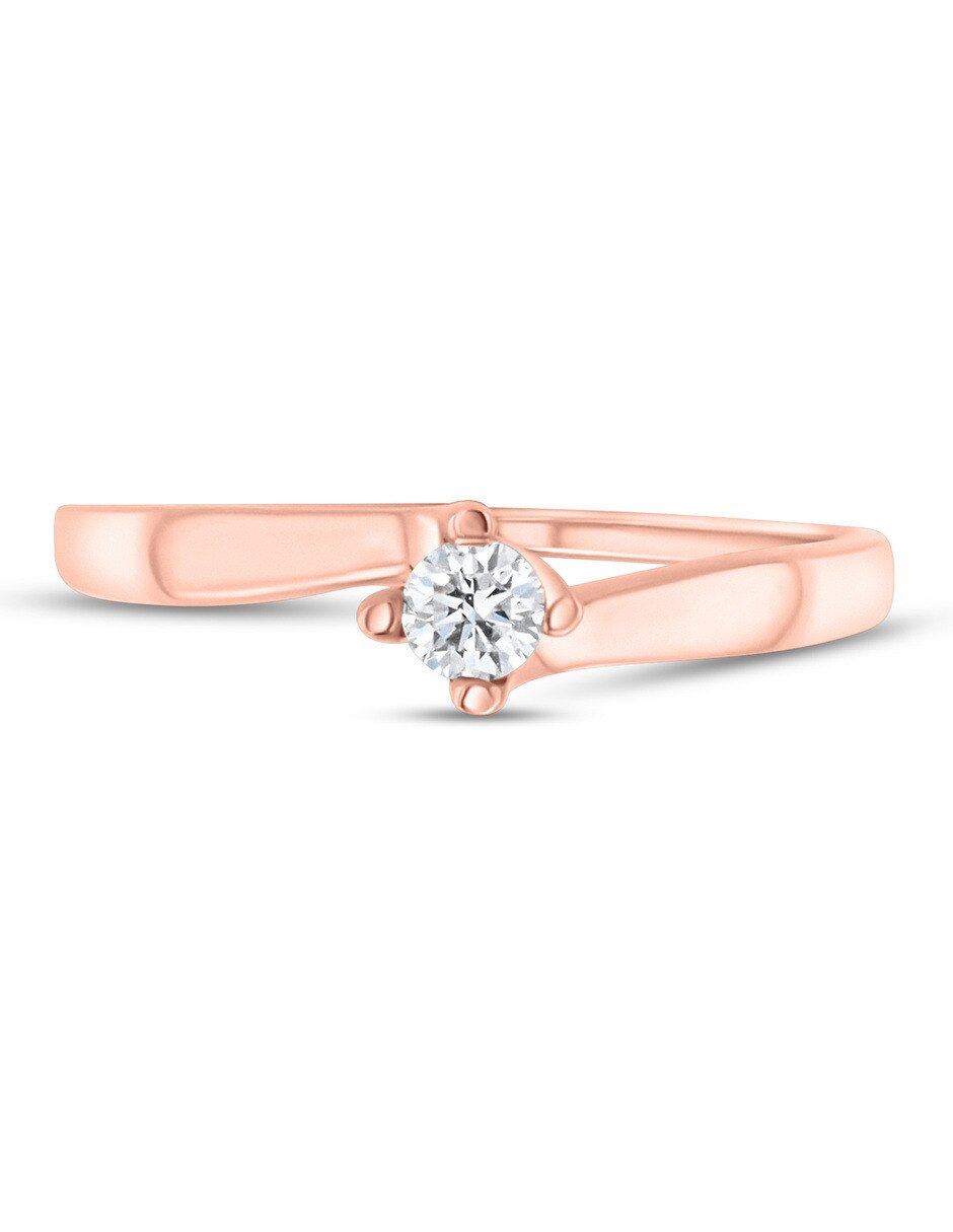 Solitario de oro rosa 14 k diamante 5