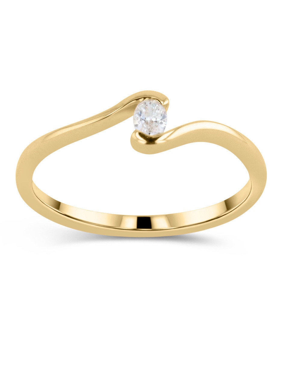 Solitario de oro 14 k diamante