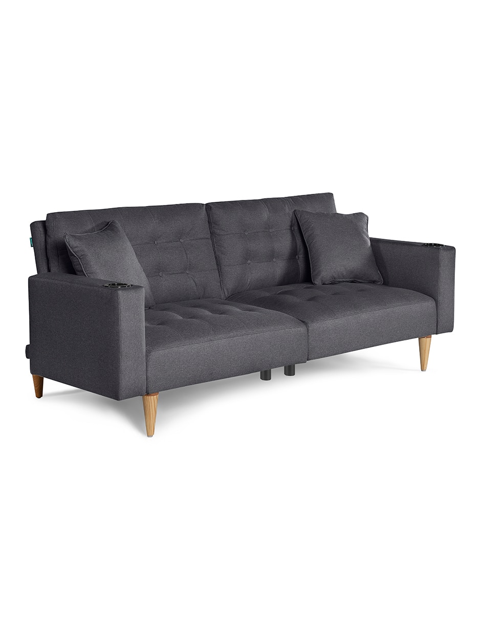 Sofá cama maxim con soft foam Makora de lino