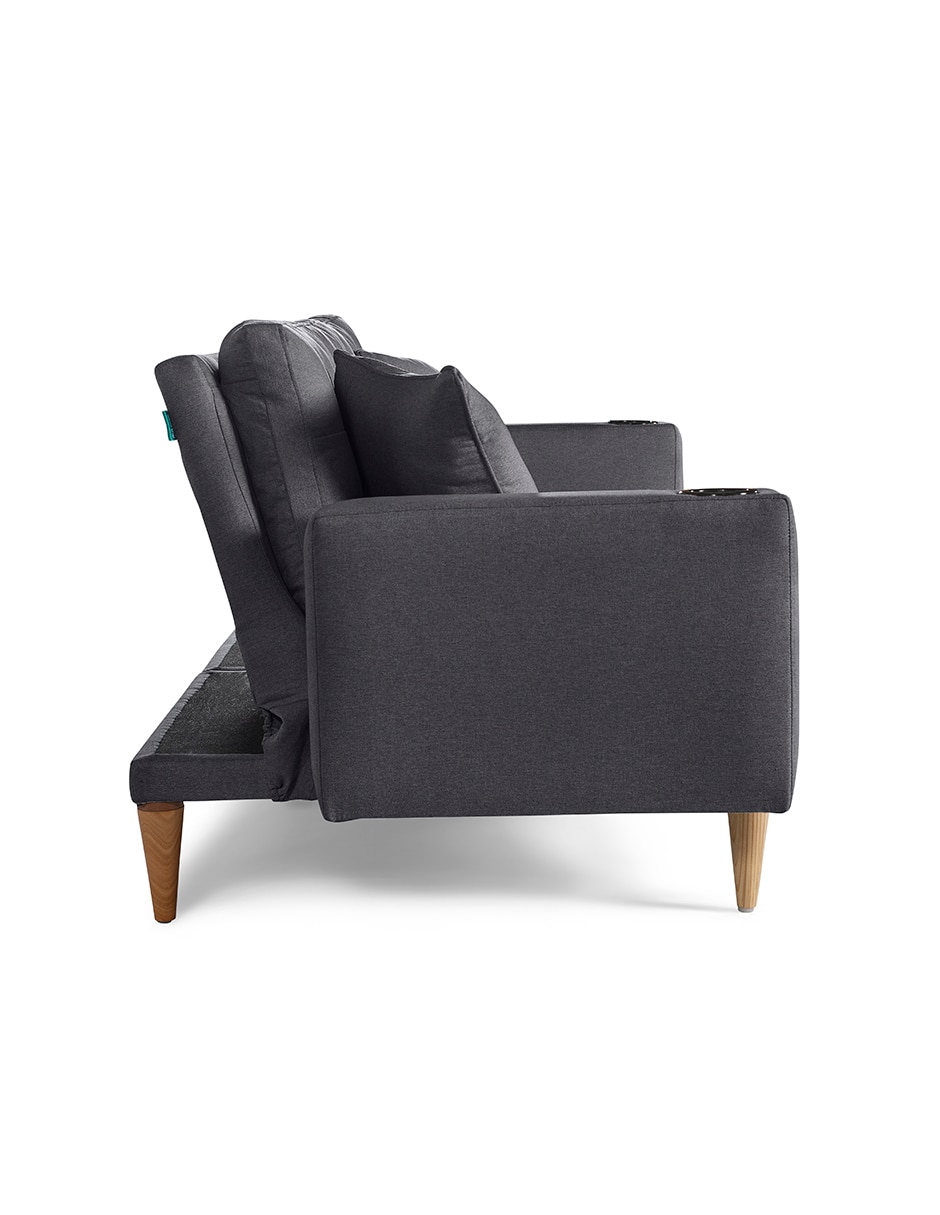 Sofá cama maxim con soft foam Makora de lino