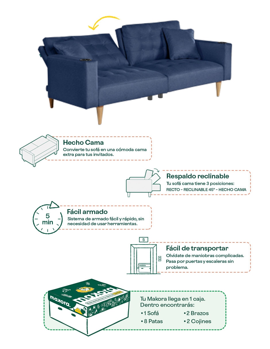Sofá cama maxim con soft foam de lino 9