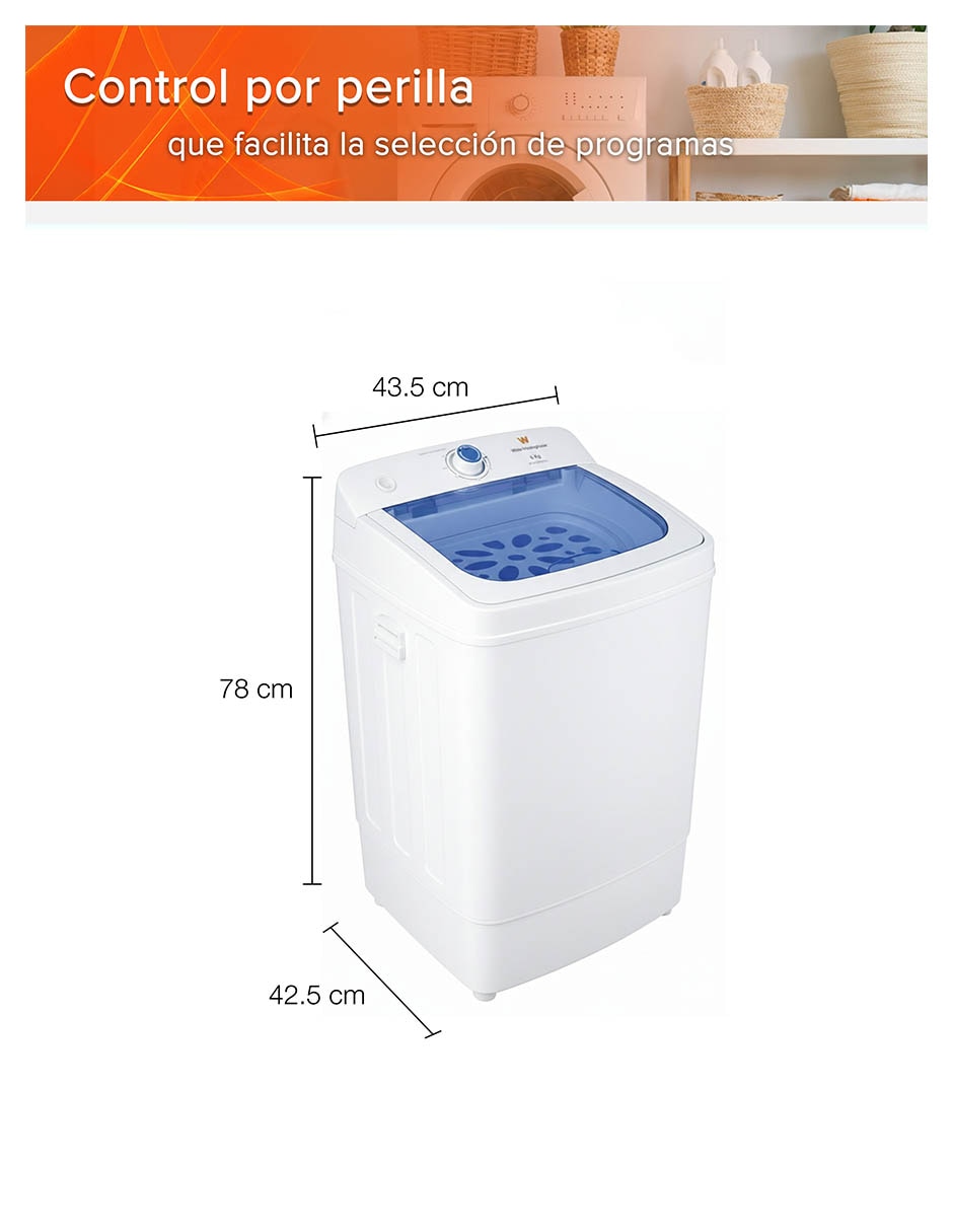 Secadora electrónica White Westinghouse de 6 kg con 5 ciclos WWCSD88SKB