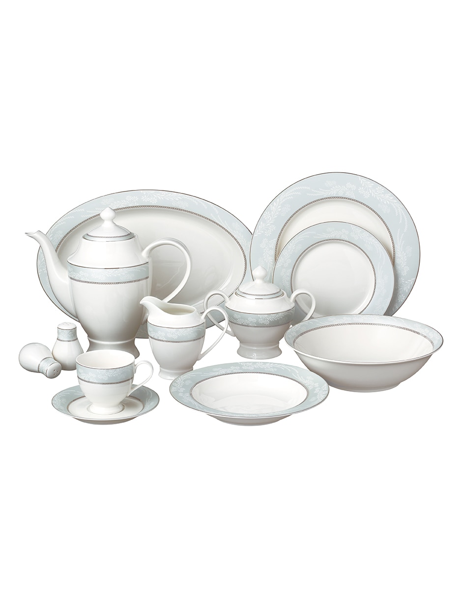 Vajilla Blue Mint de porcelana para 12 personas 1