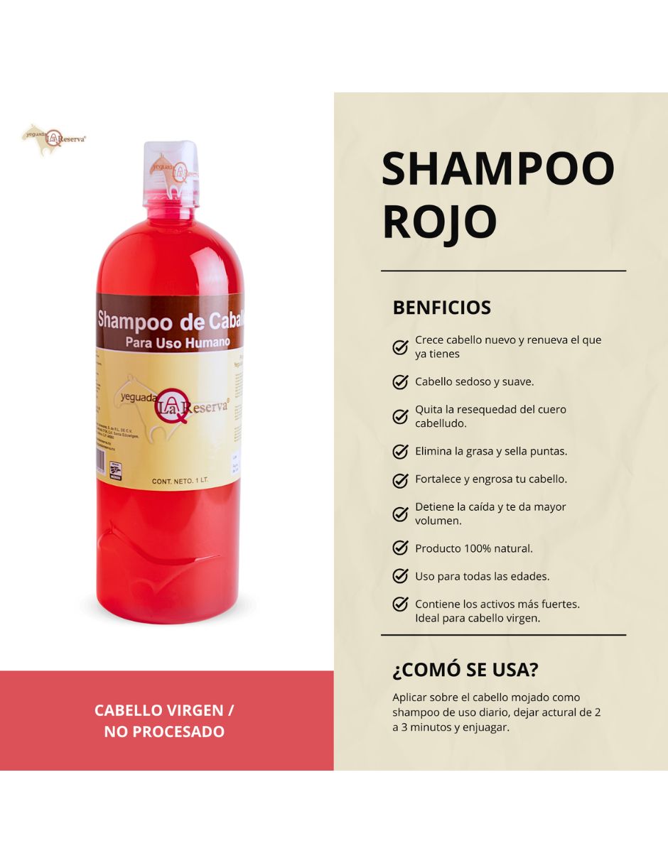 Shampoo anticaída para cabello todo tipo rojo yeguada la reserva caída del cabello