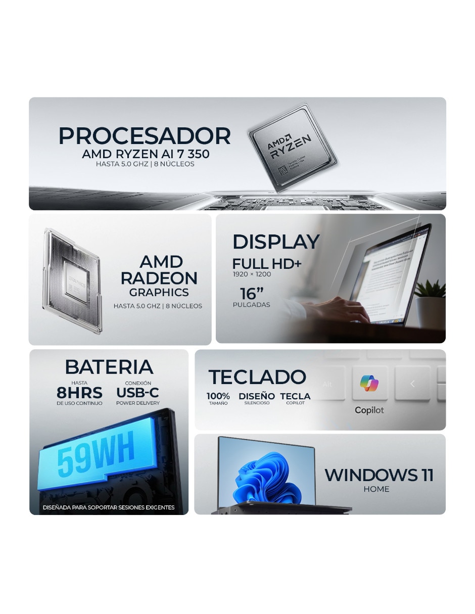 Figura hp omnibook 5 16 pulgadas full hd+ amd ryzen 7 amd radeon graphics 16 gb ram 512 gb ssd