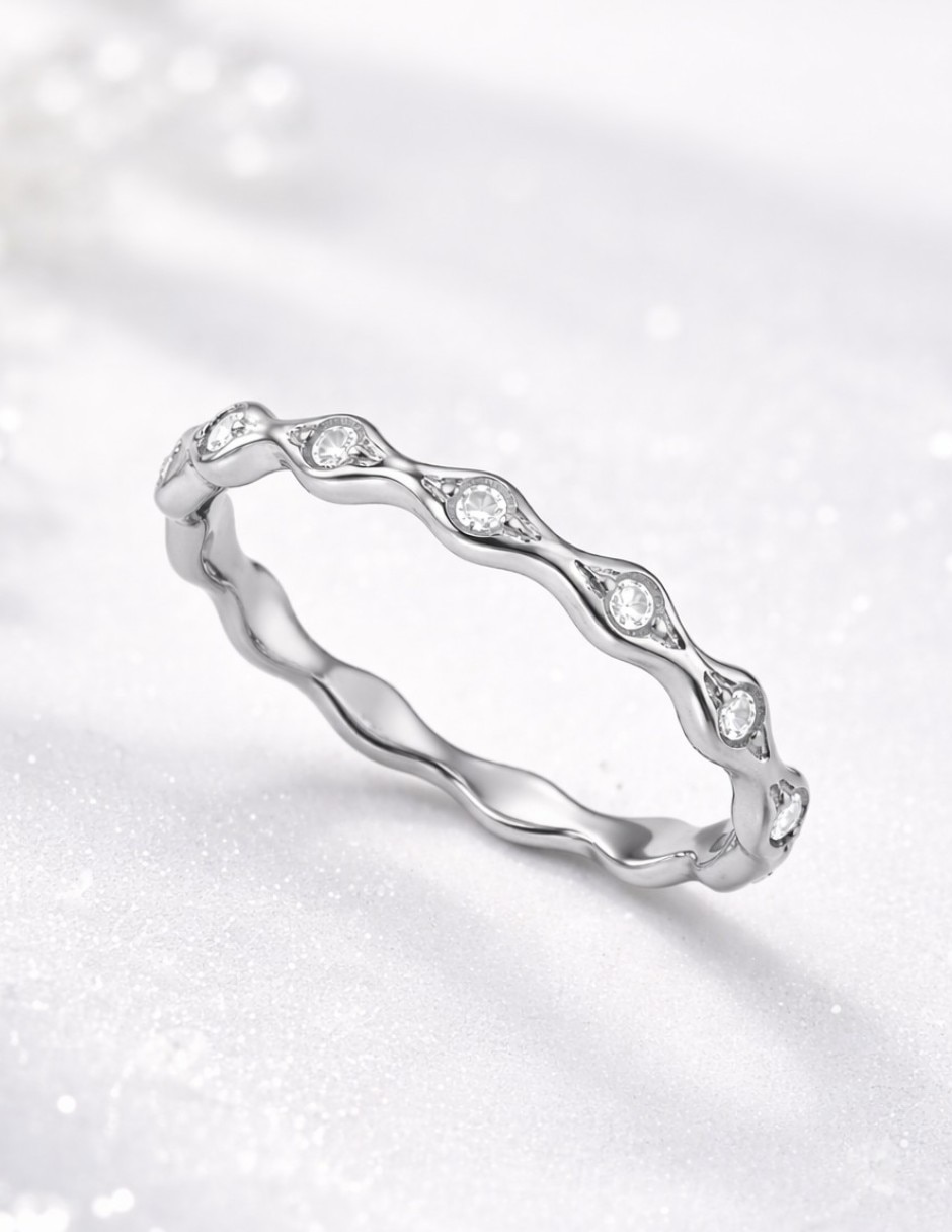 Anillo de rombo acabado baño de rodio 3