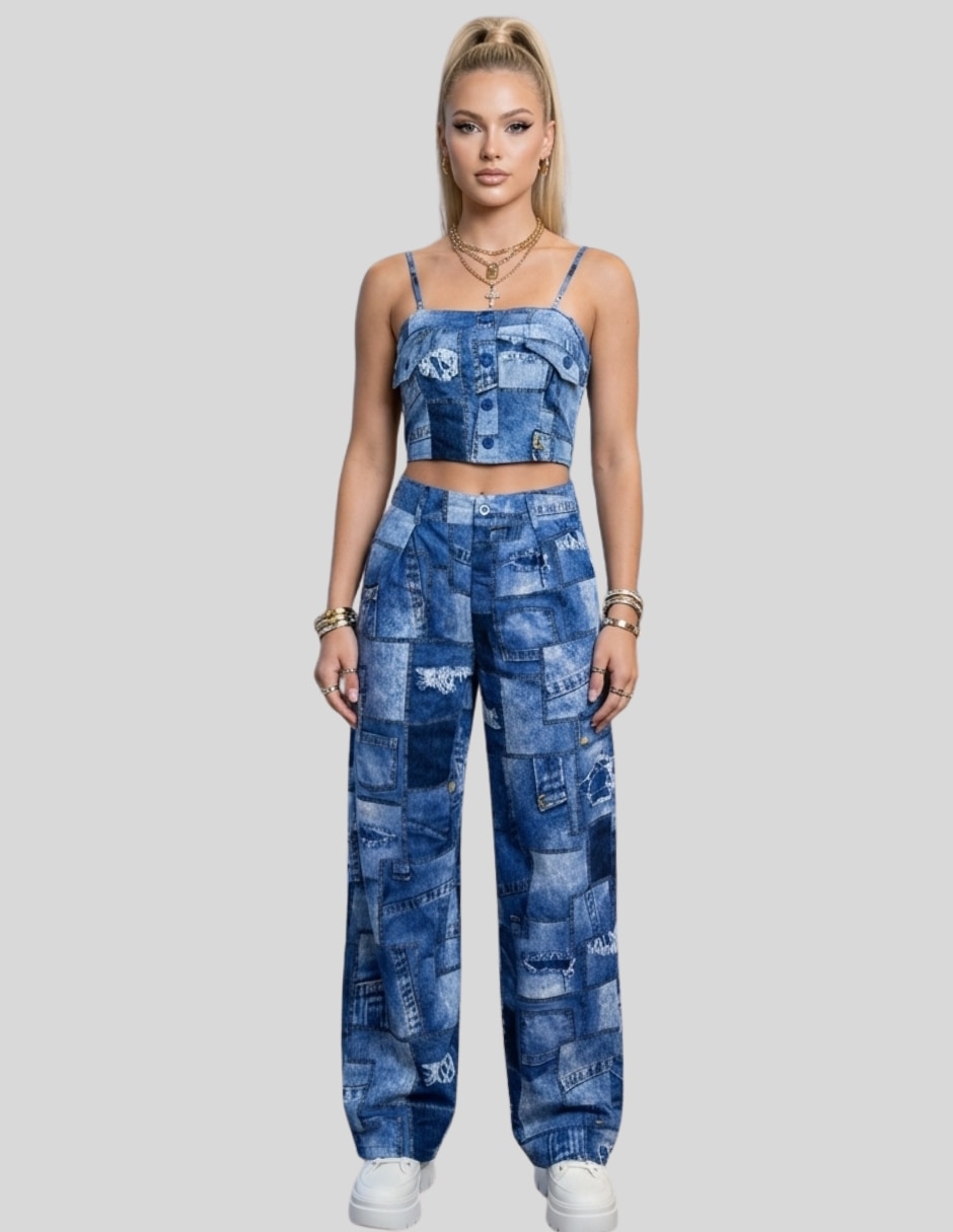 Casual conjunto de mujer 2 piezas top y pantalón para mujer 6