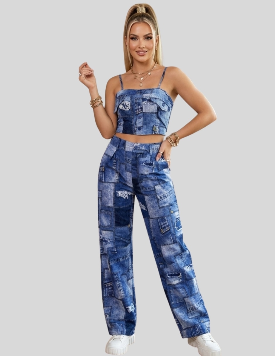 Casual conjunto de mujer 2 piezas top y pantalón para mujer