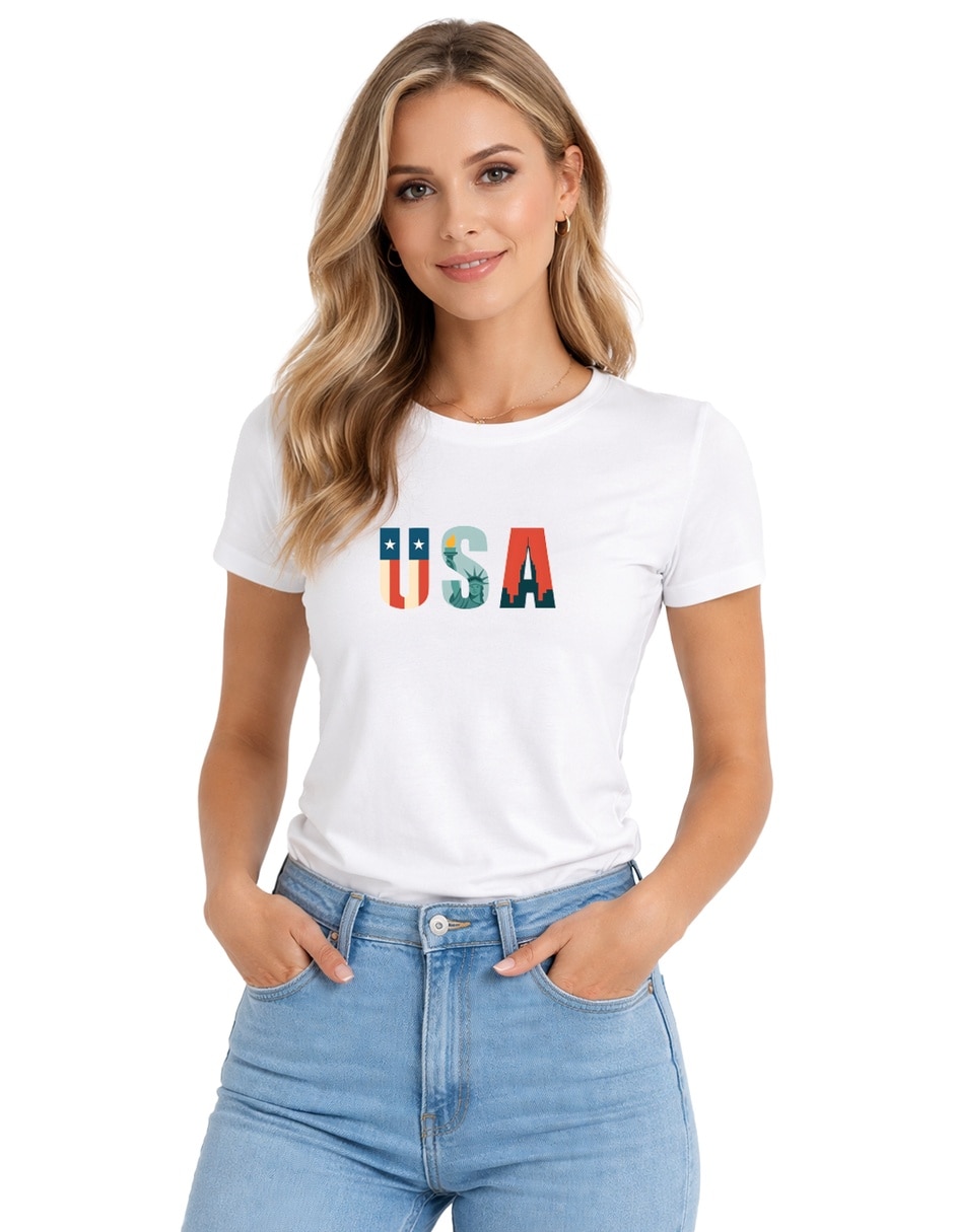 Playera manga corta cuello redondo para mujer Playera manga corta cuello redondo para mujer