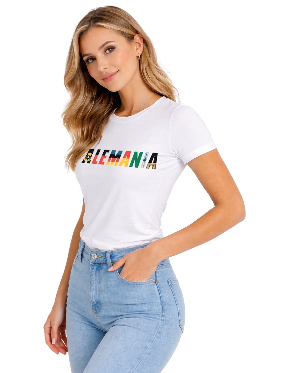 Playera manga corta Voltaica cuello redondo para mujer