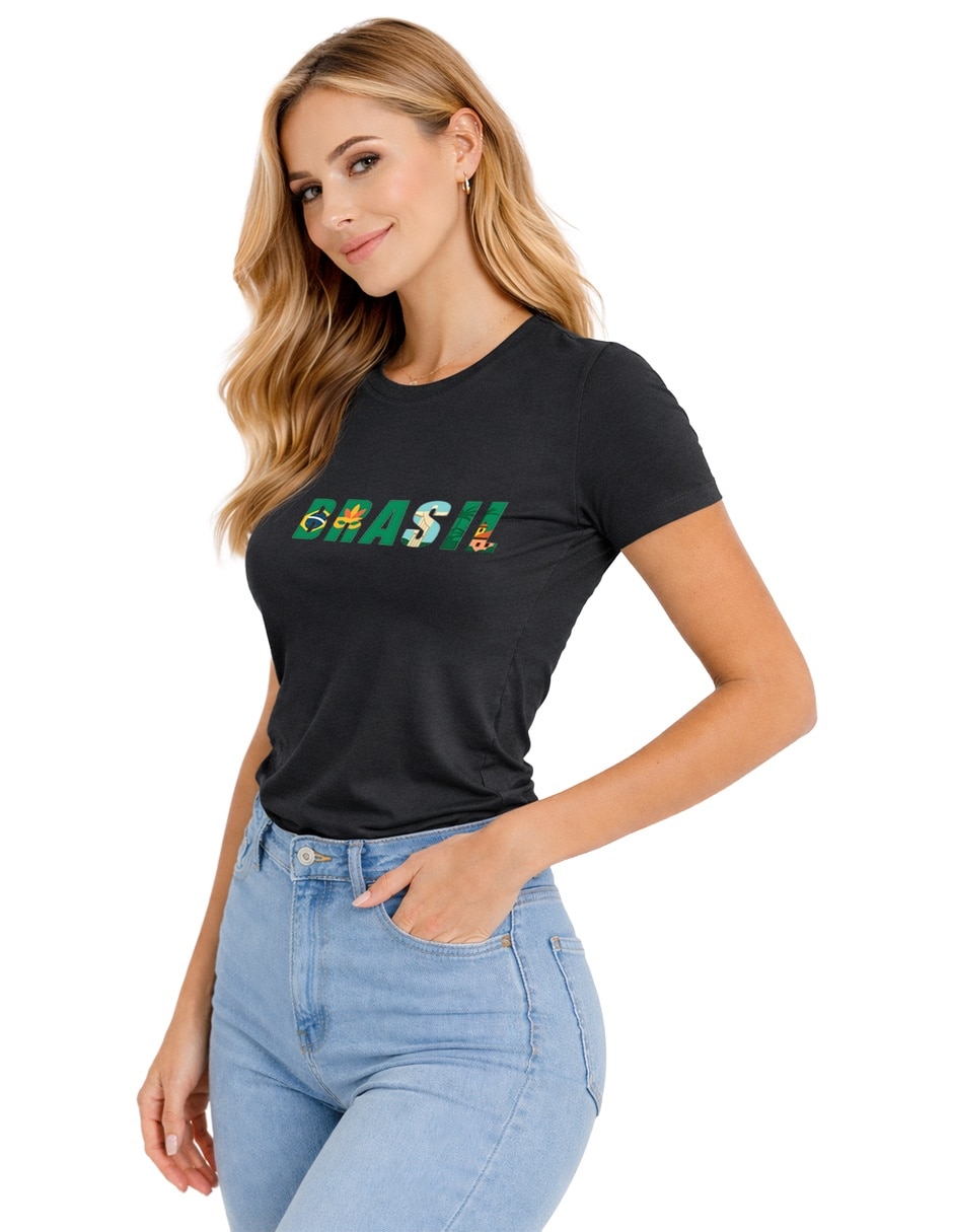 Playera manga corta cuello redondo para mujer 3