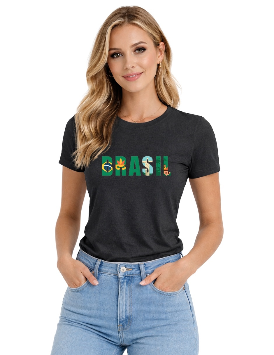 Playera manga corta cuello redondo para mujer 1