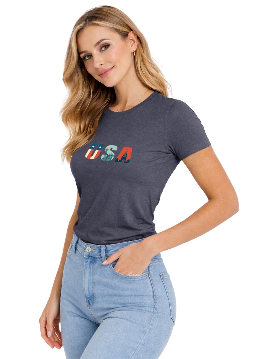 Playera manga corta cuello redondo para mujer 5
